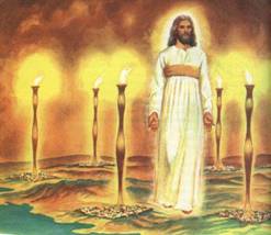 Dit zegt Hij, Die de zeven sterren in Zijn rechter hand houdt, Die in het midden der zeven gouden kandelaren wandelt (Opb.2:1).